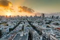 Sunrising of aerial view of Tel Aviv City with modern skylines in the morning  with arising sun in Israel Royalty Free Stock Photo