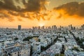 Sunrising of aerial view of Tel Aviv City with modern skylines in the morning in Israel Royalty Free Stock Photo