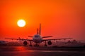 Sunrize over TAROM AIRBUS A310 Royalty Free Stock Photo