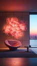 Suns closeup chair room large window glowing delicate flower scu