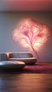 Suns, large white couch, sitting living room, giant orchid flowe Royalty Free Stock Photo