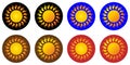Suns or variety of images of the sun, sunny logo, icon, label