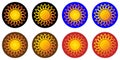 Suns or variety of images of the sun, sunny logo, icon, label