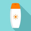 Sunscreen bottle cream icon, flat style