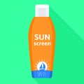 Sunscreen bottle icon, flat style