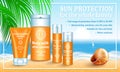 Sunscreen concept banner, realistic style