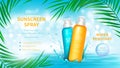 Sunscreen cosmetics vector realistic poster