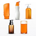 Sunscreen Cream Bottles Collection Set Vector