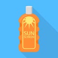 Sunscreen cream icon, flat style Royalty Free Stock Photo