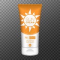 Sunscreen cream realistic 3d tube