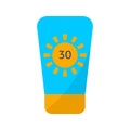 Sunscreen. Flat color summer Holiday icon on white background.