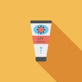 Sunscreen flat icon with long shadow