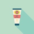 Sunscreen flat icon with long shadow