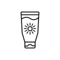 Simple sunscreen line icon. Stroke pictogram. Vector illustration isolated on a white background. Premium quality symbol