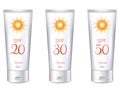 Sunscreen lotion bottles Royalty Free Stock Photo