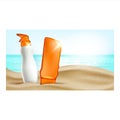 Sunscreen Lotion Creative Promotion Poster Vector Illustration