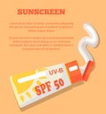 Sunscreen Poster Depicting Sunblock Lotion