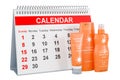 Sunscreen products with desk calendar, 3D rendering