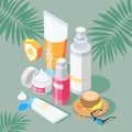 Sunscreen Products Isometric Composition