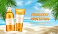 Sunscreen protection cosmetic, mock up banner