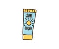 Sunscreen sketch. Vector doodle hand drawn illustration icon. Summer related object.