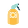 Sunscreen Spray Cosmetic Product In Yellow Bottle, Part Of Summer Beach Vacation Series Of Illustrations