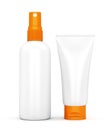 Sunscreen spray and cream tube Royalty Free Stock Photo