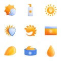Sunscreen spray icon set, cartoon style Royalty Free Stock Photo