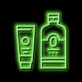 sunscreen summer skin care cream neon glow icon illustration