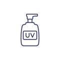 sunscreen, sunblock cream line icon