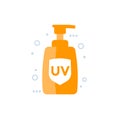sunscreen, sunblock vector flat icon on white Royalty Free Stock Photo