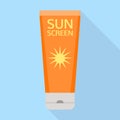 Sunscreen tube icon, flat style