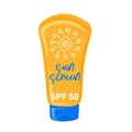 Sunscreen tube. Sun protection cosmetics. Beauty and health care concept