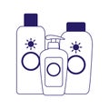 Sunscreens bottles icon, flat design
