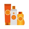 Sunscreens bottles icon, colorful design