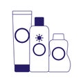 Sunscreens bottles icon, flat design