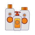 Sunscreens bottles icon
