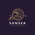 Sunsea Logo Template creative premium symbol minimalist. Vector