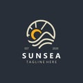 Sunsea Logo Template creative premium symbol minimalist. Vector