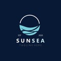 Sunsea Logo Template creative premium symbol minimalist. Vector