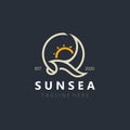 Sunsea Logo Template creative premium symbol minimalist. Vector