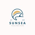 Sunsea wave Logo design creative premium sun beach logo icon vector template Royalty Free Stock Photo