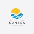 Sunsea wave Logo design creative premium sun beach logo icon vector template