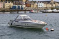 Sunseeker luxury Cruiser moored in Portaferry Harbour Royalty Free Stock Photo