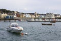 Sunseeker luxury cruiser moored in Portaferry Harbour Royalty Free Stock Photo