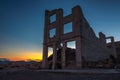 Sunset above abandoned building in Rhyolite, Nevada Royalty Free Stock Photo