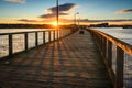 Sunset above Amble from South Jetty Royalty Free Stock Photo