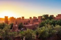 Sunset above ancient city of Ait Benhaddou in Morocco Royalty Free Stock Photo