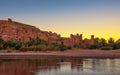 Sunset above ancient city of Ait Benhaddou in Morocco Royalty Free Stock Photo