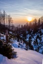 Sunset above bavarian forest germany Royalty Free Stock Photo
